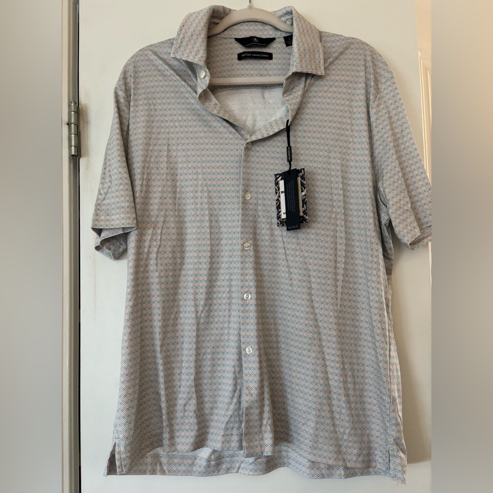 Hart Schaffner Marx Blue and White Casual Button Down Shirt